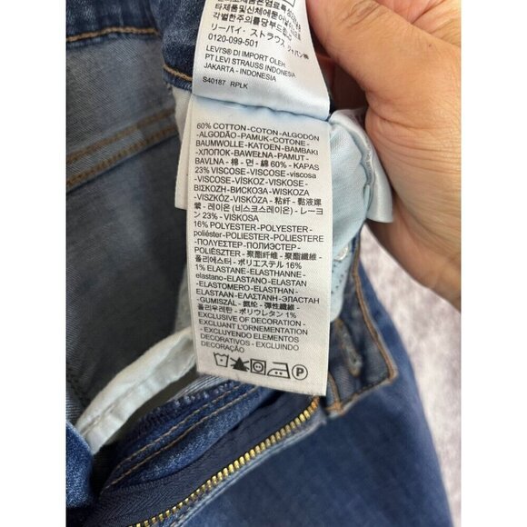 Levi's Jeans Women W28 L32 Blue 725 High Rise Bootcut Western Y2K 90s Boho Retro - Picture 13 of 15